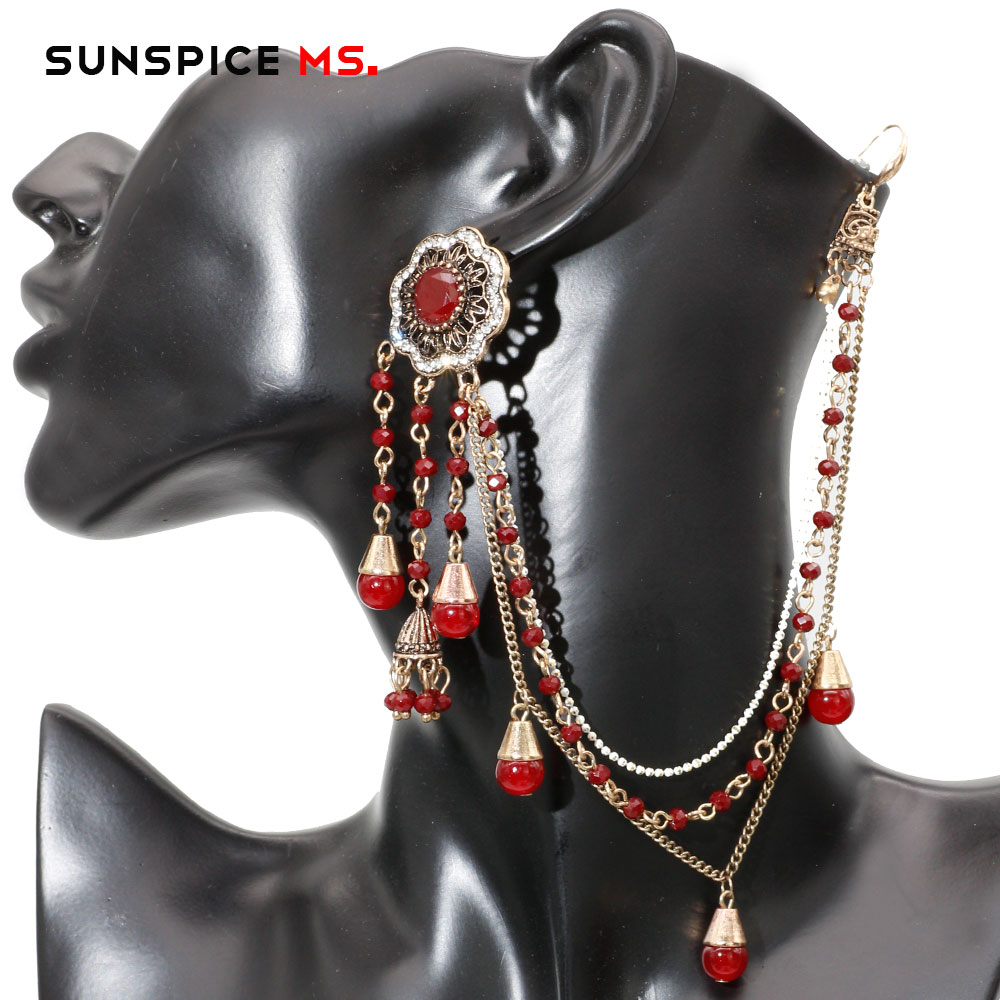 Ethnic Indian Fashion - Sunspicems-Brincos Indianos Feitos à Mão Ligação