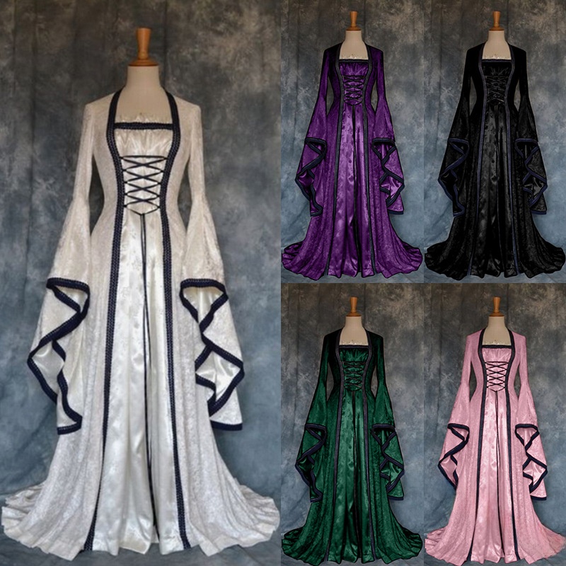 Ethnic Gown - Vestido Medieval Retrô Feminino com Saia