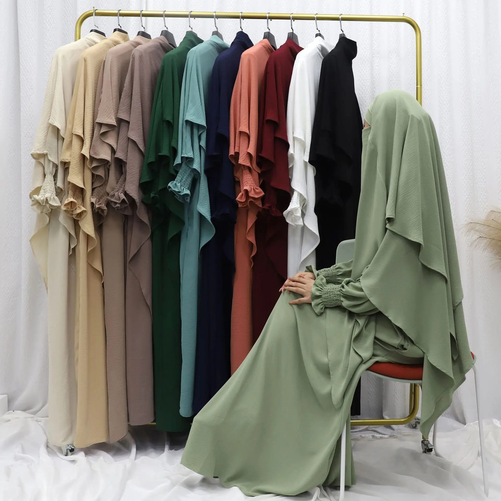 Abaya Modest Wear - Ramadan modesto muçulmano vestidos femininos lenço