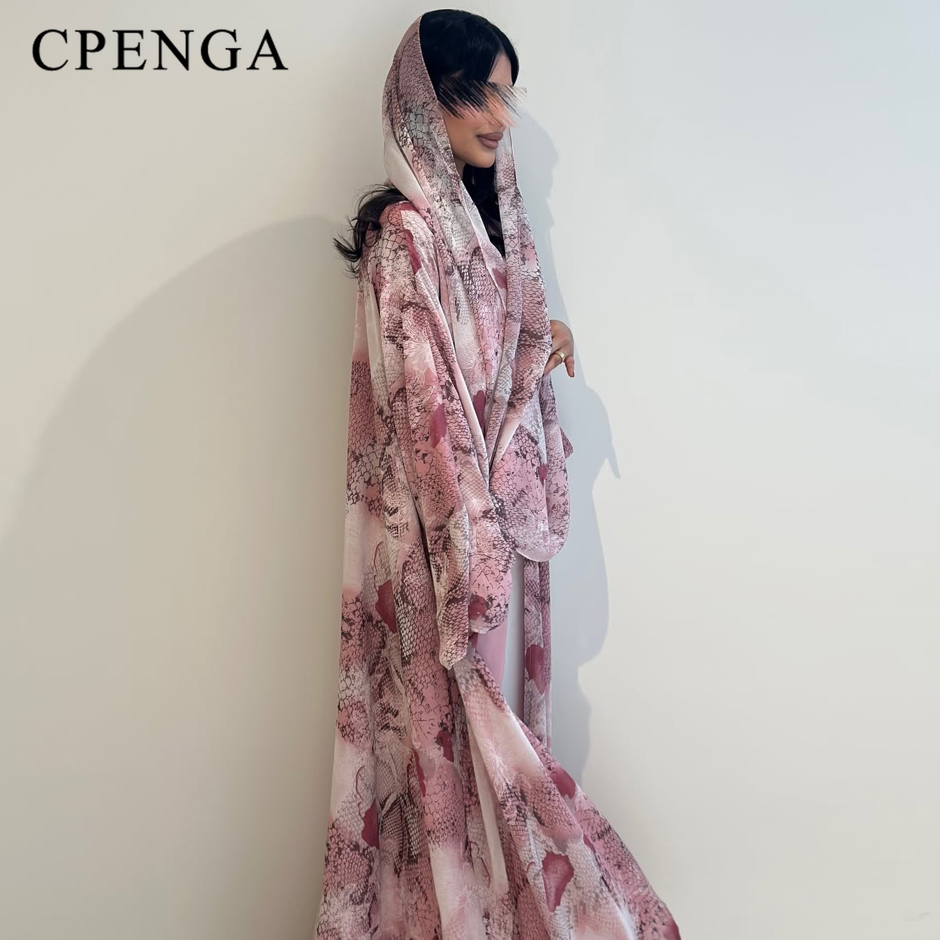 Abaya Aberta de Chiffon Rosa E - Abaya Modest Wear avaliação e preço