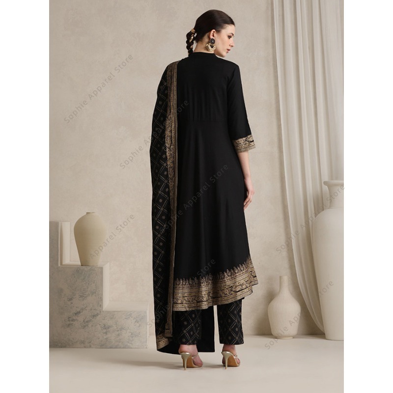 Elegante preto indiano salwar  - Salwar Kameez Set avaliação e preço