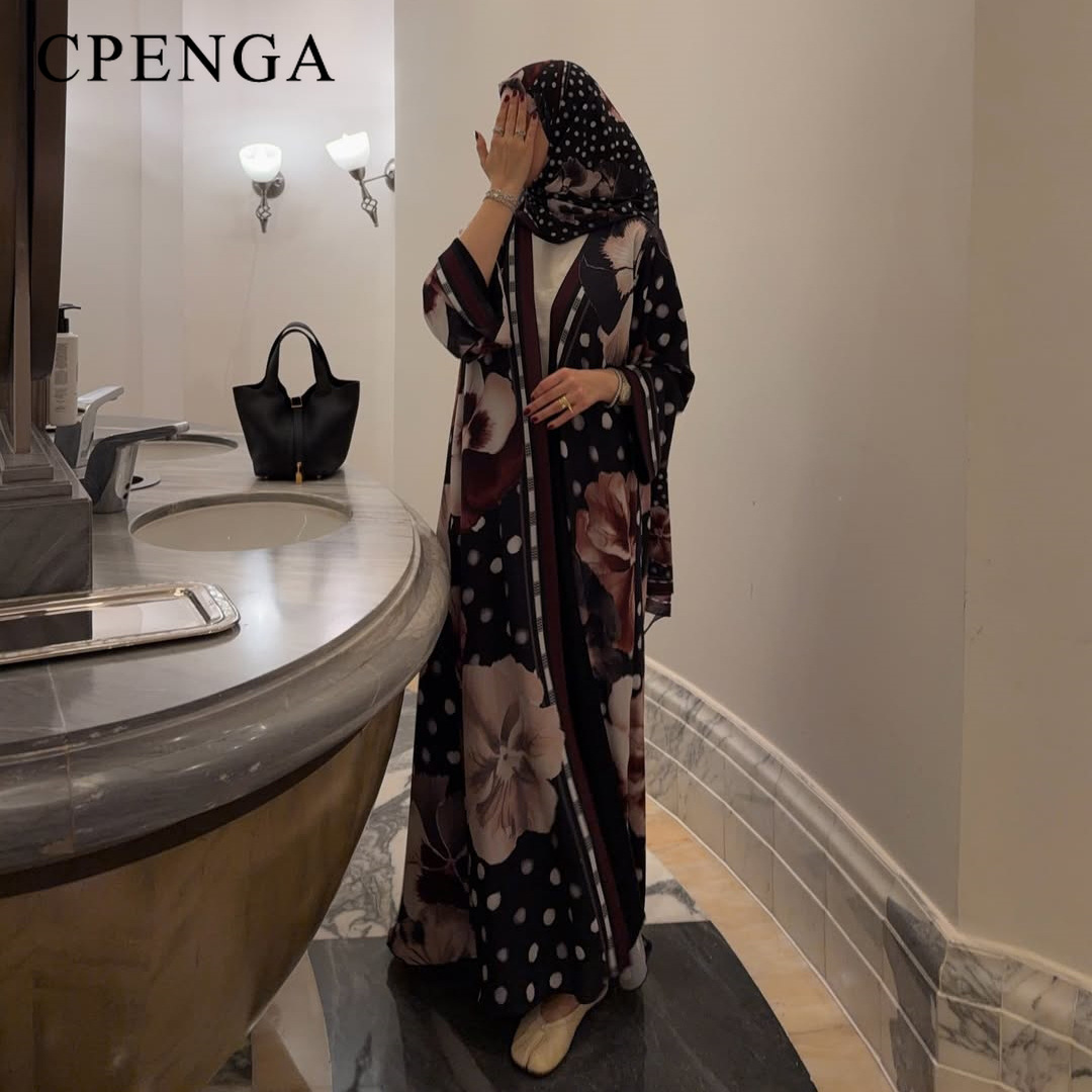 Abaya Floral de Duas Peças com - Ethnic Gown avaliação e preço