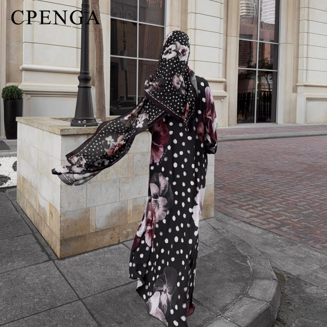 Abaya Floral de Duas Peças com - Ethnic Gown avaliação e preço