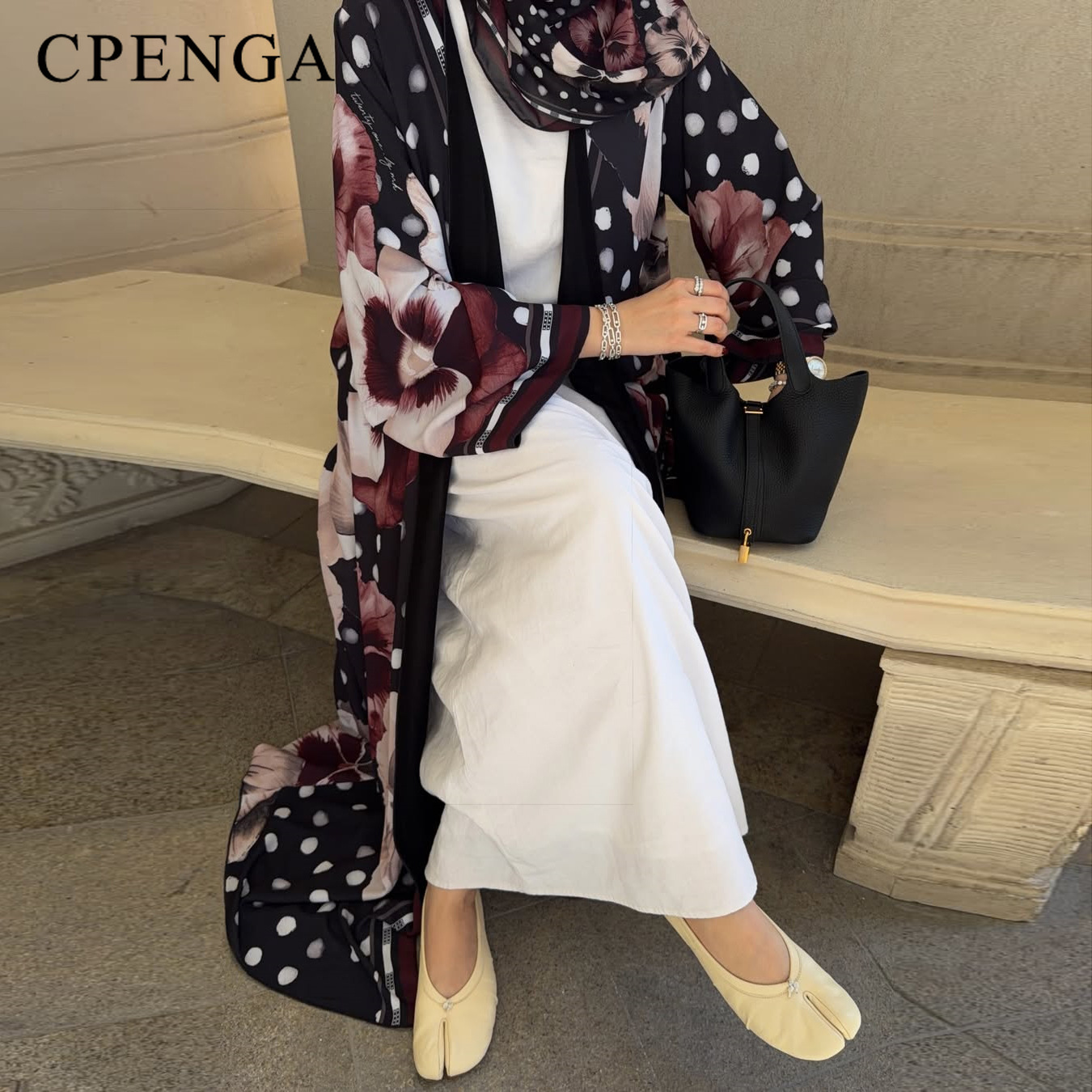 Abaya Floral de Duas Peças com - Ethnic Gown avaliação e preço